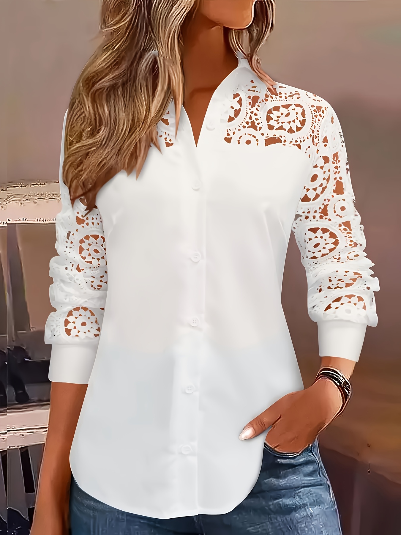 Embroidery Online - Kemeja Wanita Longgar Modis Kasual Blus