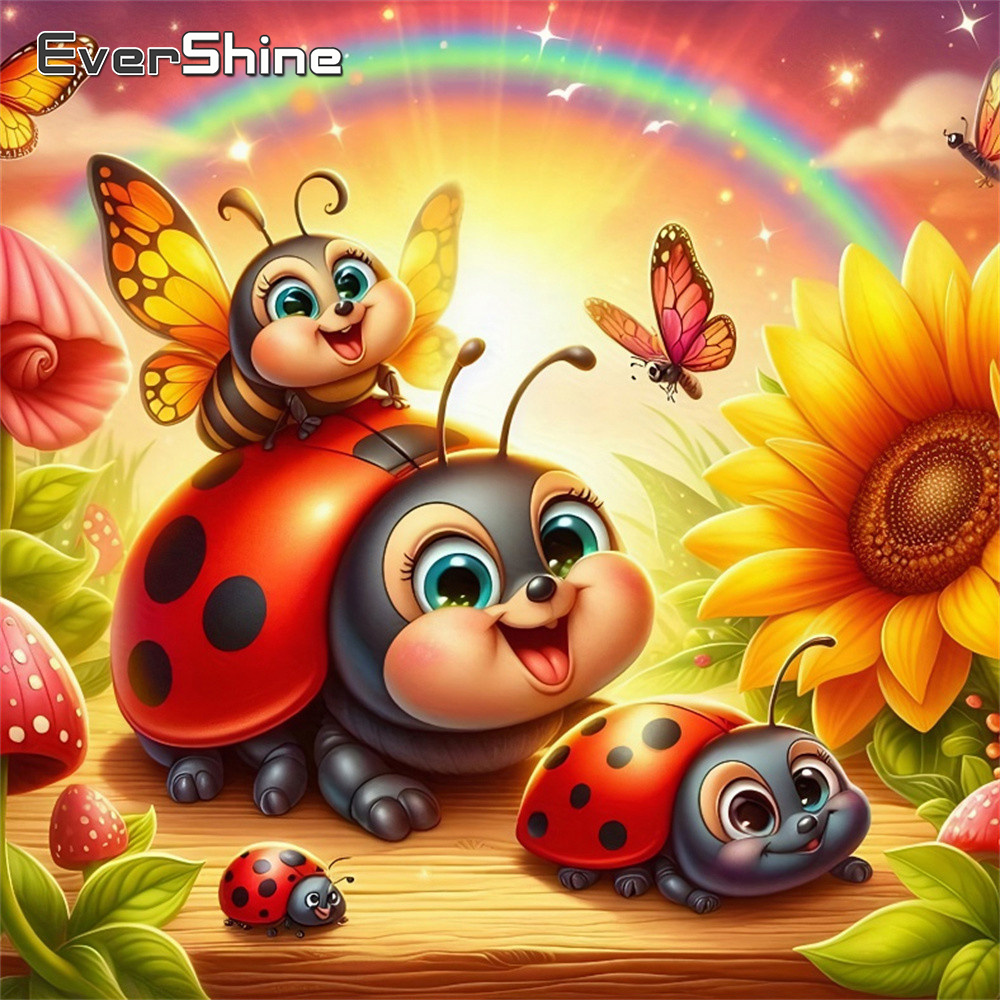 Embroidery Lady Bug - Mosaik Berlian Evershine Motif Kumbang, Bordir