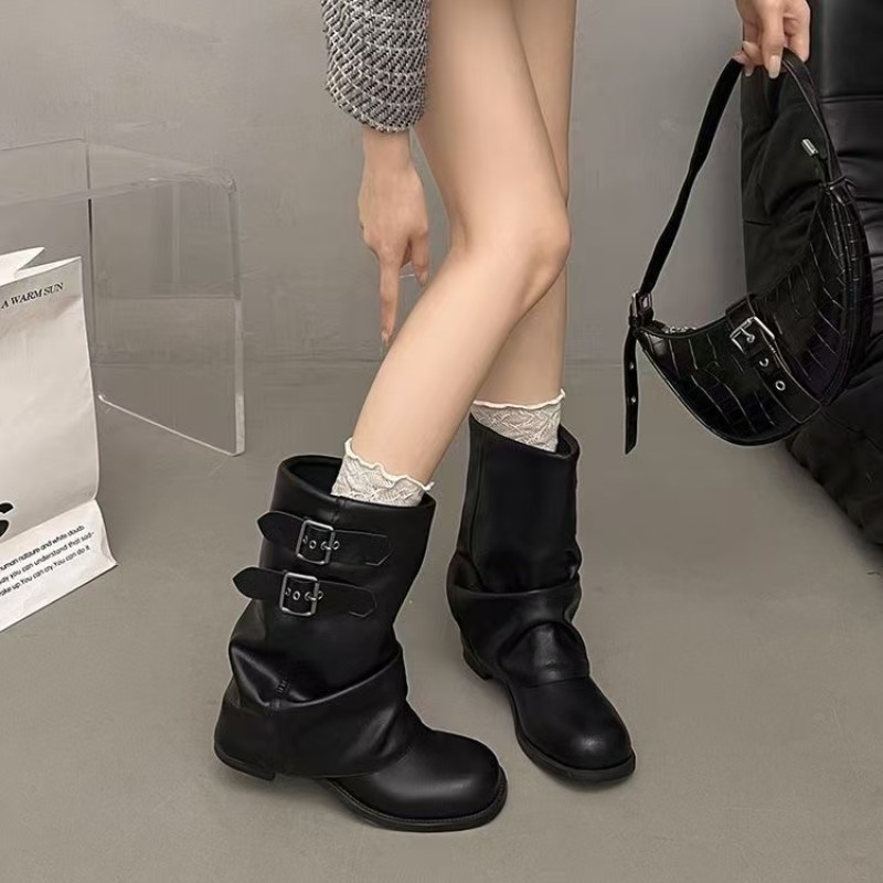 Embroidery Garments - Sepatu Bot Wanita Hitam Model Longgar