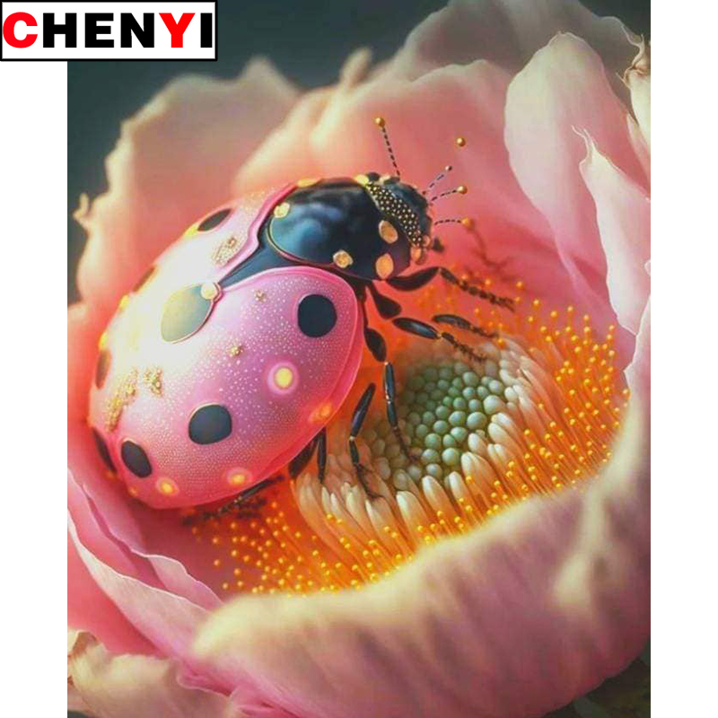 Embroidery Lady Bug - Lukisan berlian 5D bor penuh bunga