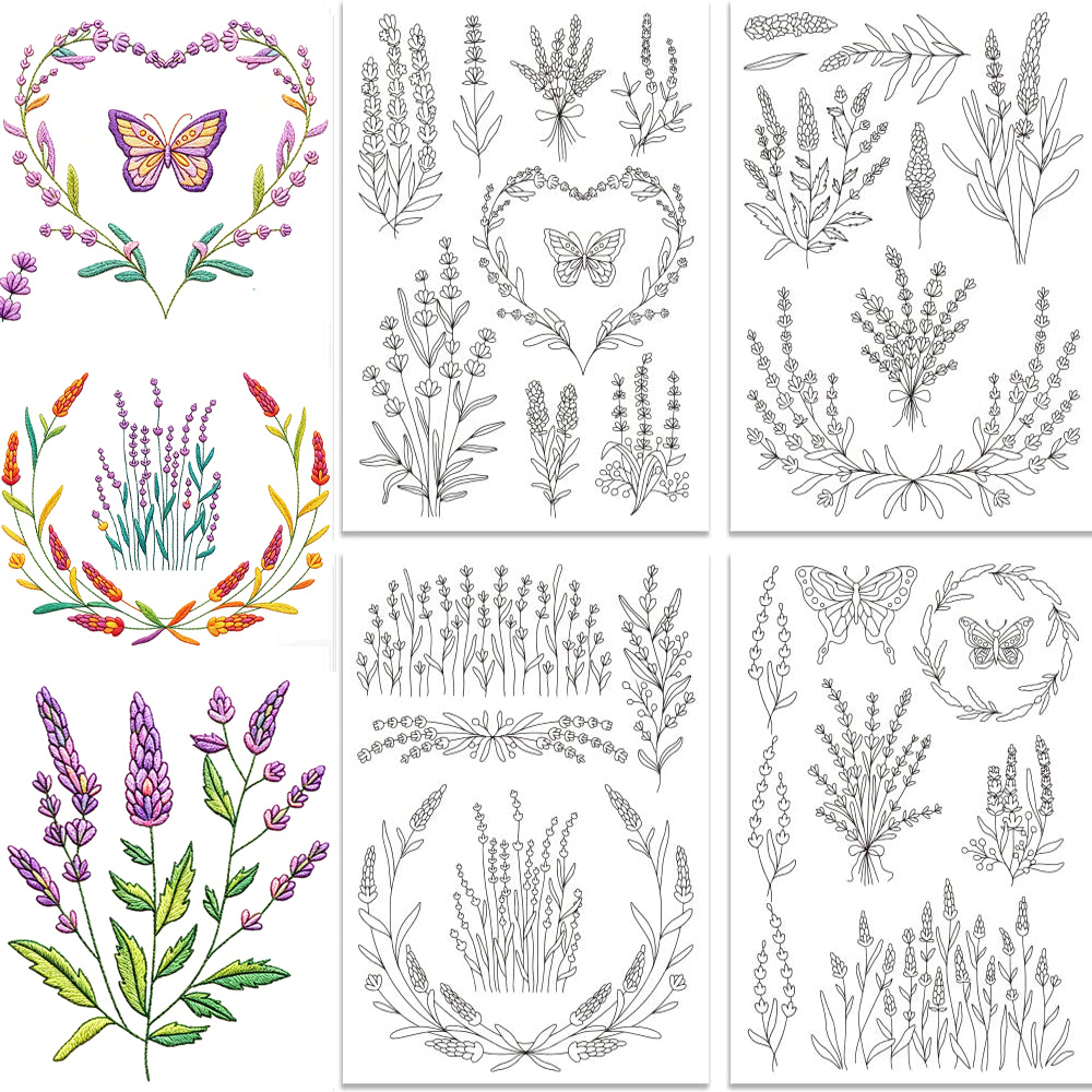 Embroidery Meaning - Pola Bordir Kupu-kupu Bunga Lavender yang