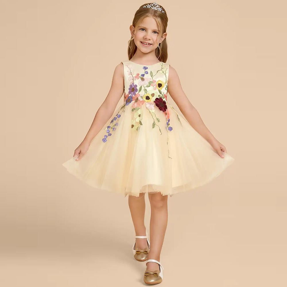 Embroidery Yellow Dress - Gaun Pesta Anak Perempuan Warna Kuning