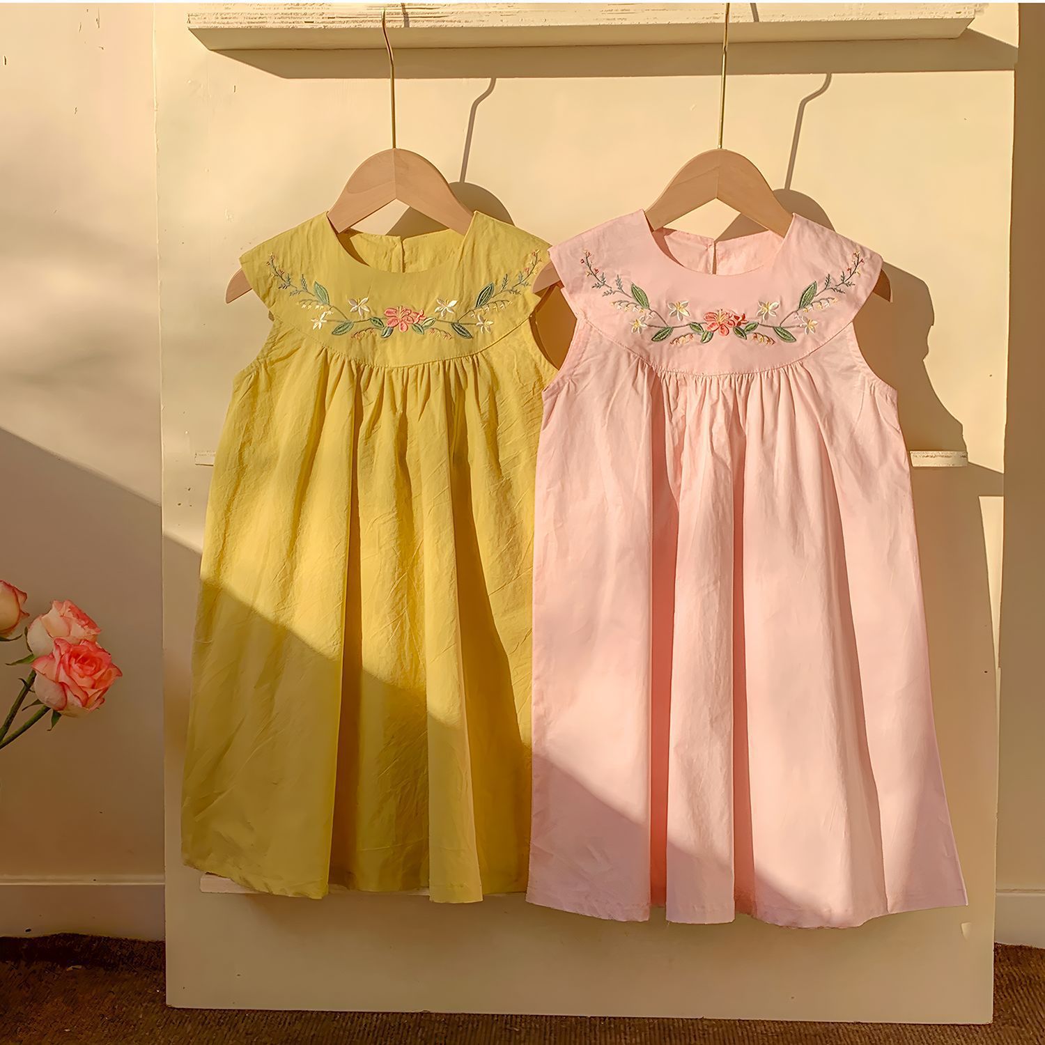 Embroidery Yellow Dress - Gaun Kasual Anak Perempuan Versi Korea