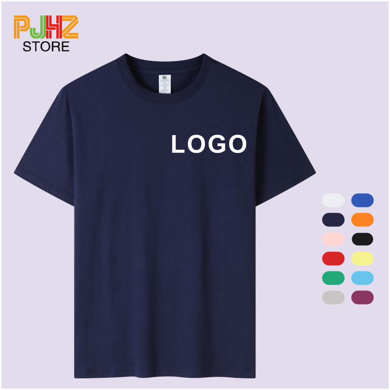 Embroidery Design Logo - T-shirt katun 100% Logo kustom kerah
