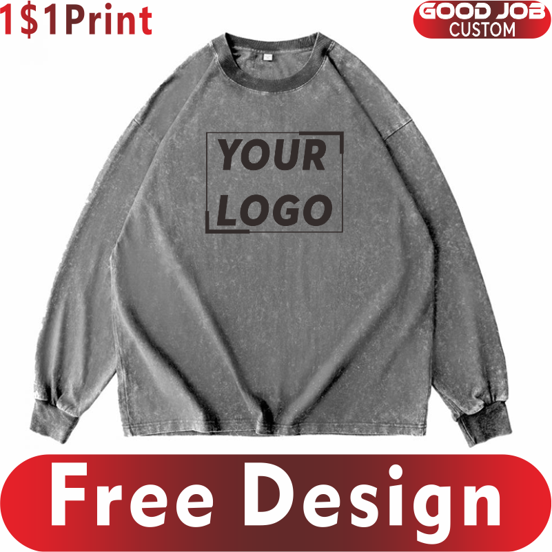 Embroidery Design Logo - Kaus Kustom Kaus Lengan Panjang Antik
