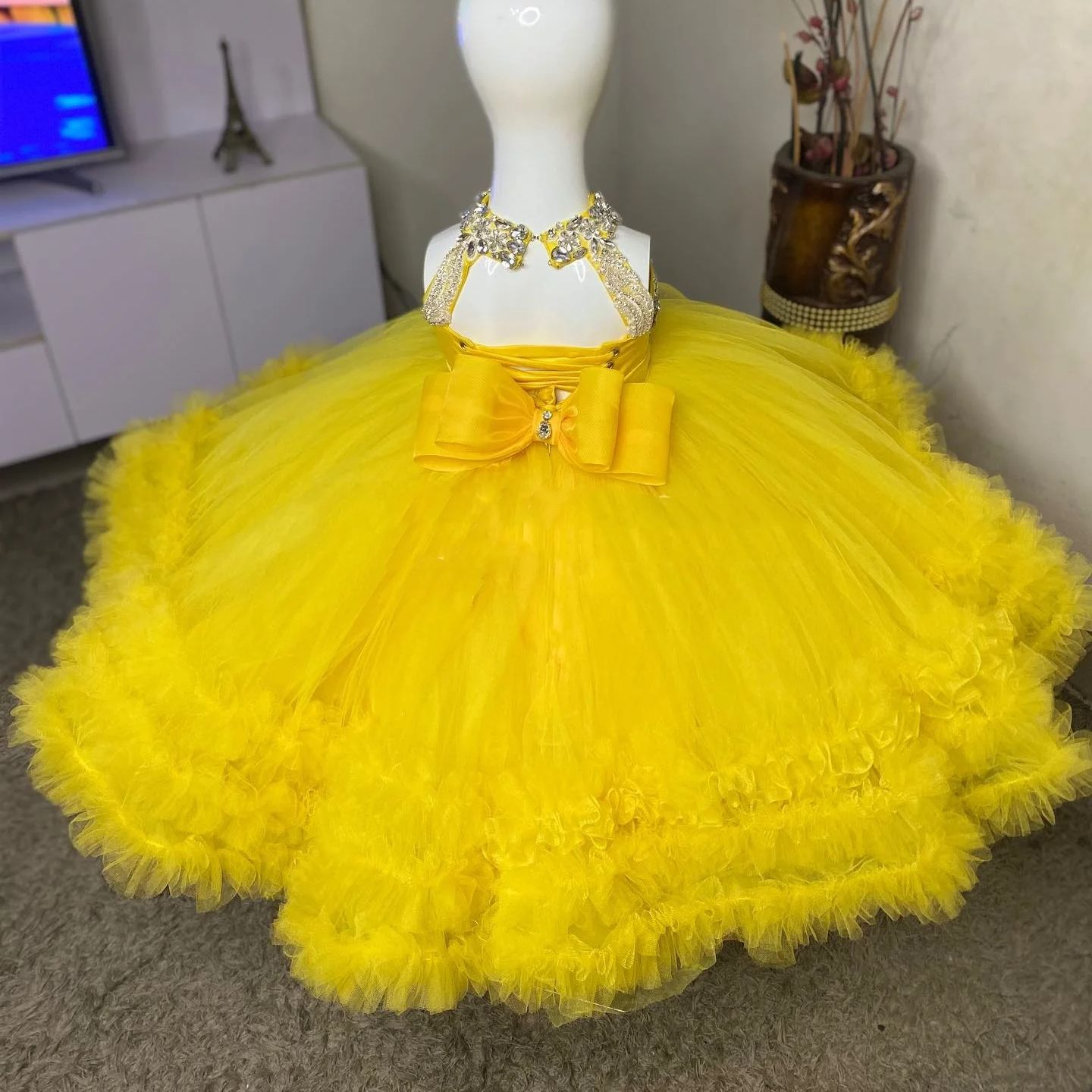 Gaun Gadis Bunga Kuning Cantik - Embroidery Yellow Dress ulasan dan harga