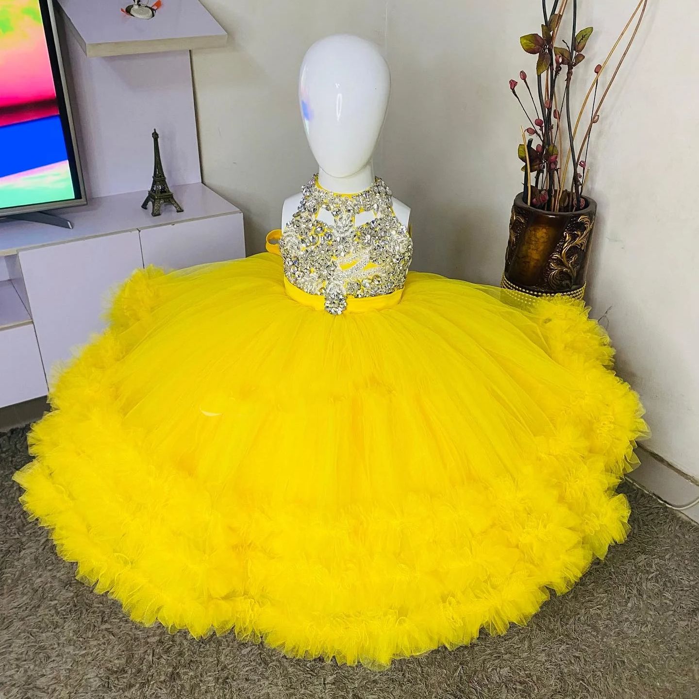 Gaun Gadis Bunga Kuning Cantik - Embroidery Yellow Dress ulasan dan harga