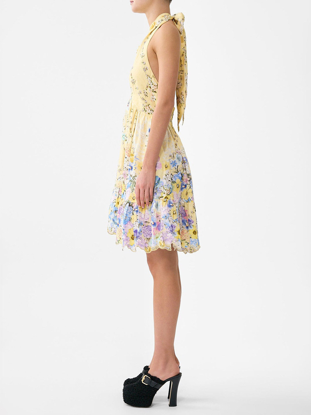 Gaun A-Line Berlubang dengan B - Embroidery Yellow Dress ulasan dan harga