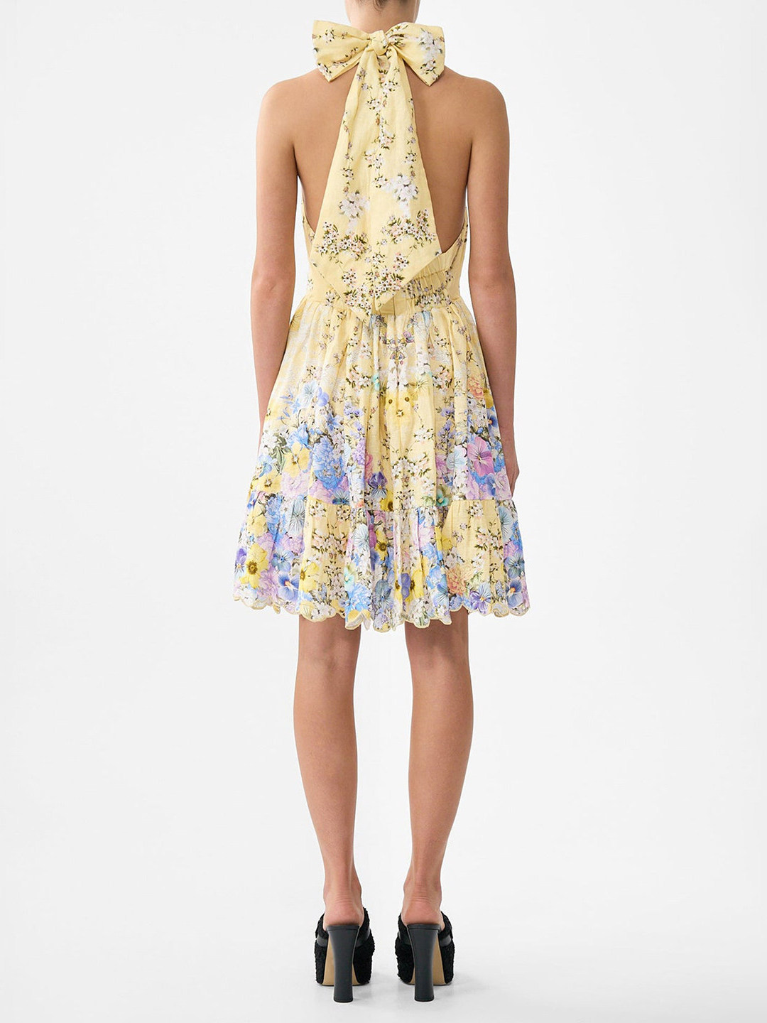 Gaun A-Line Berlubang dengan B - Embroidery Yellow Dress ulasan dan harga