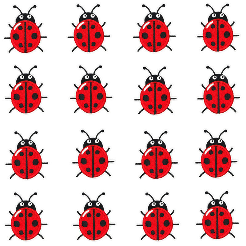 16 buah/set, tempelan berbentu - Embroidery Lady Bug ulasan dan harga