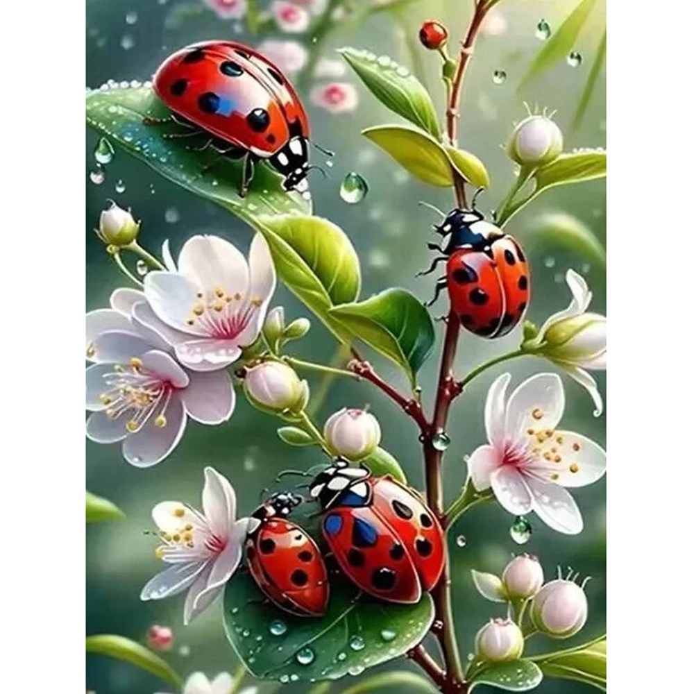Tanpa Bingkai, Lukisan Berlian - Embroidery Lady Bug ulasan dan harga