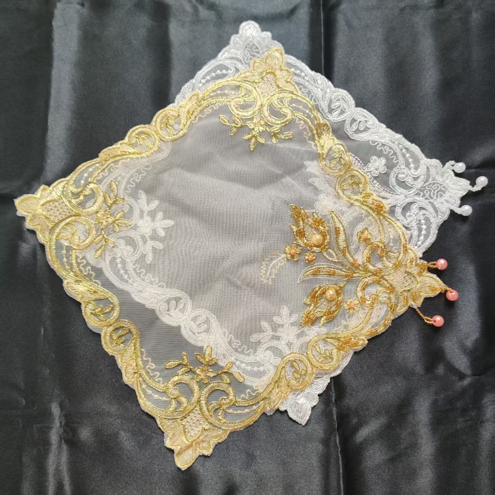 Alas Meja Bordir Mawar Emas 28 - Embroidery Rose ulasan dan harga