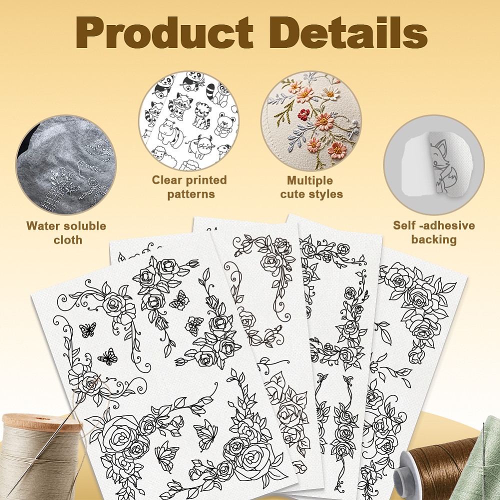 38 buah stiker bordir motif ma - Embroidery Rose ulasan dan harga