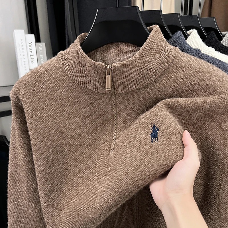 Sweater kerah berdiri dengan r - Embroidery Design Logo ulasan dan harga