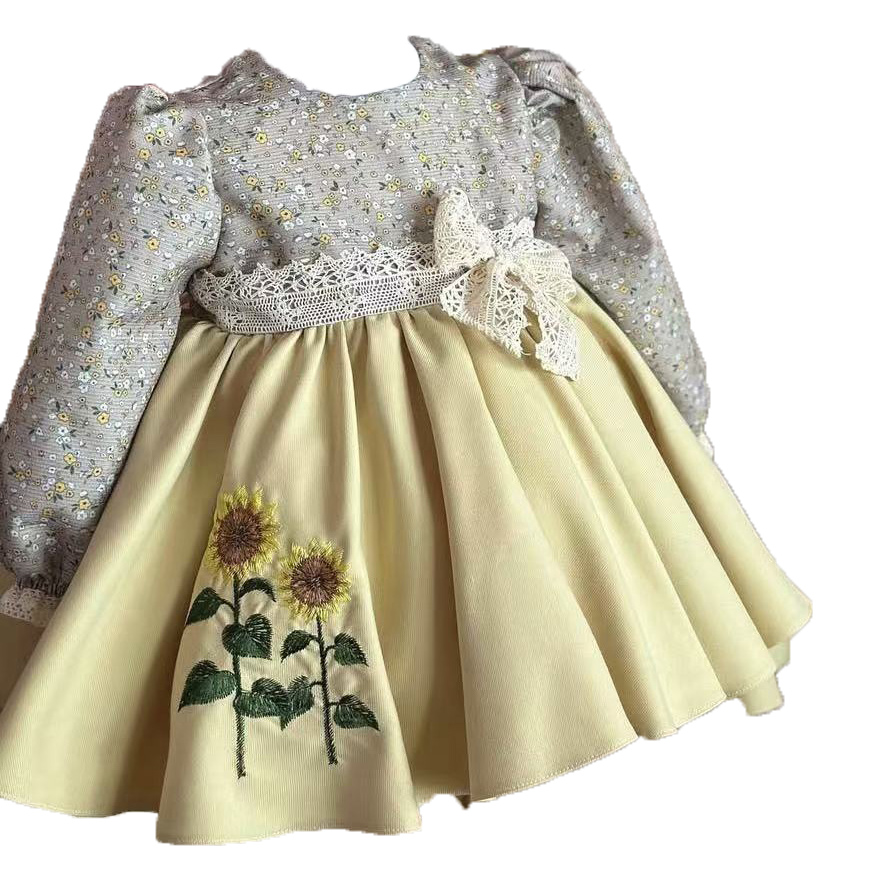 Gaun Pesta Putri Spanyol Antik - Embroidery Yellow Dress ulasan dan harga
