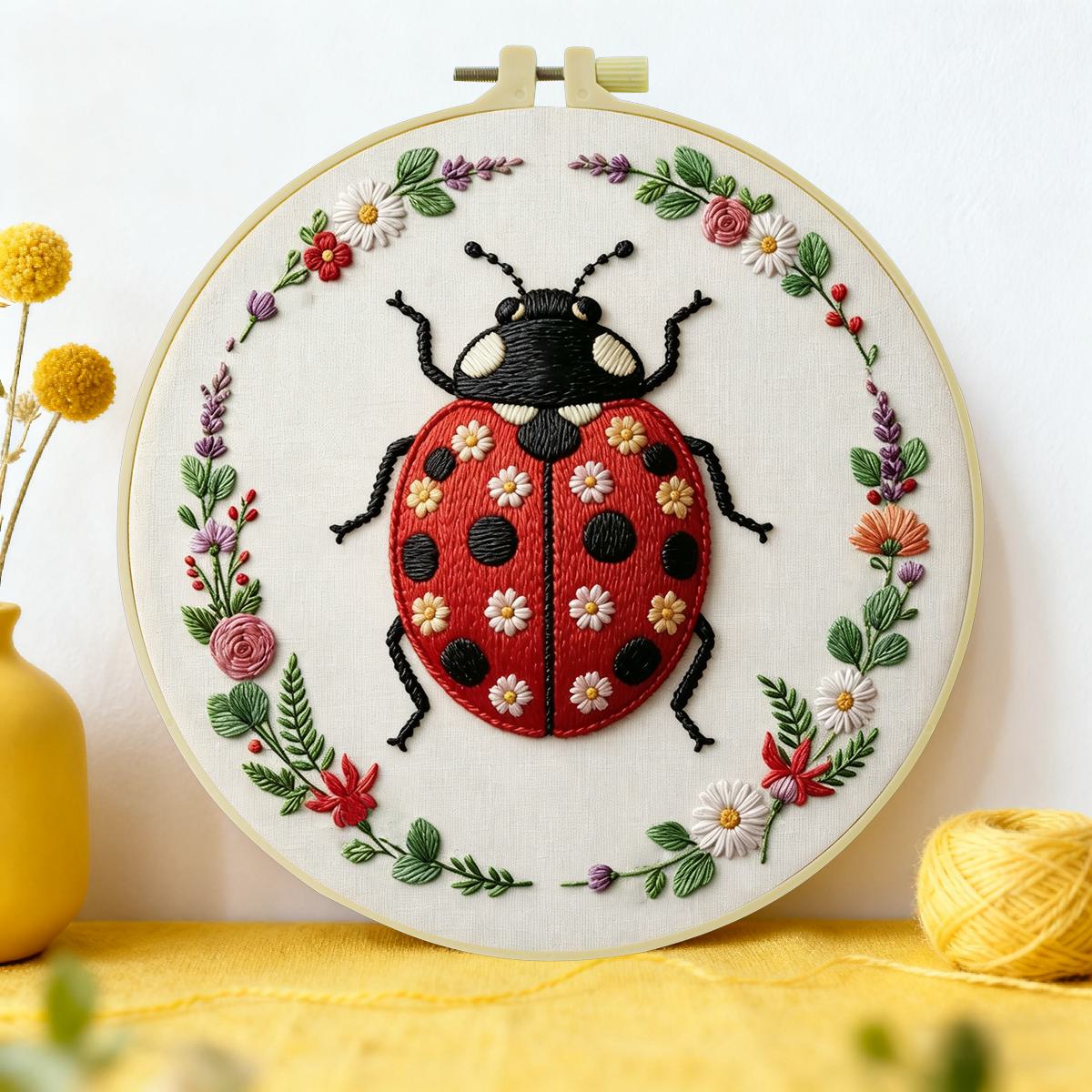 1pc 20X20CM/15X15CM 7.87/6.3in - Embroidery Lady Bug ulasan dan harga