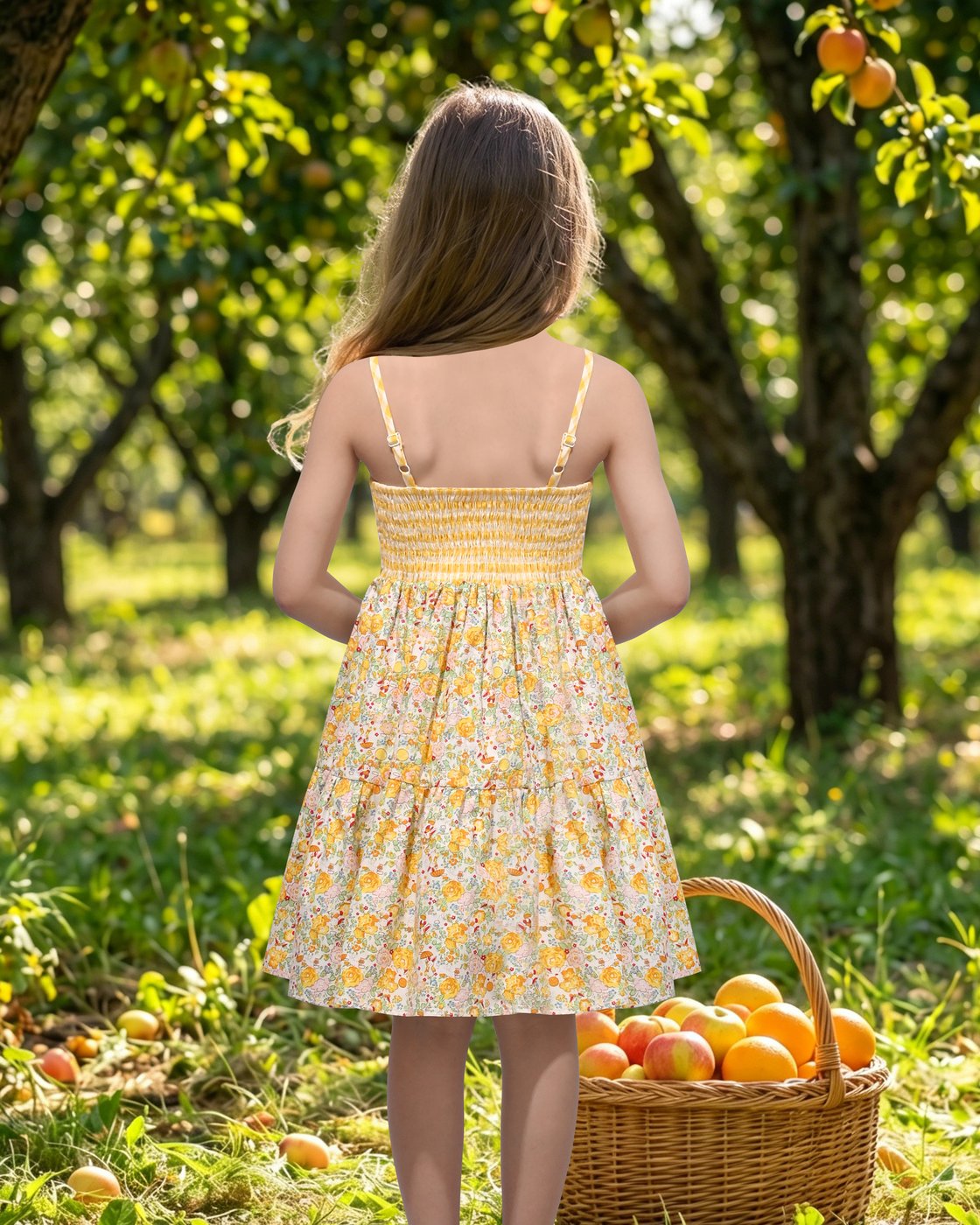 Gaun Anak Perempuan Gaun Katun - Embroidery Yellow Dress ulasan dan harga