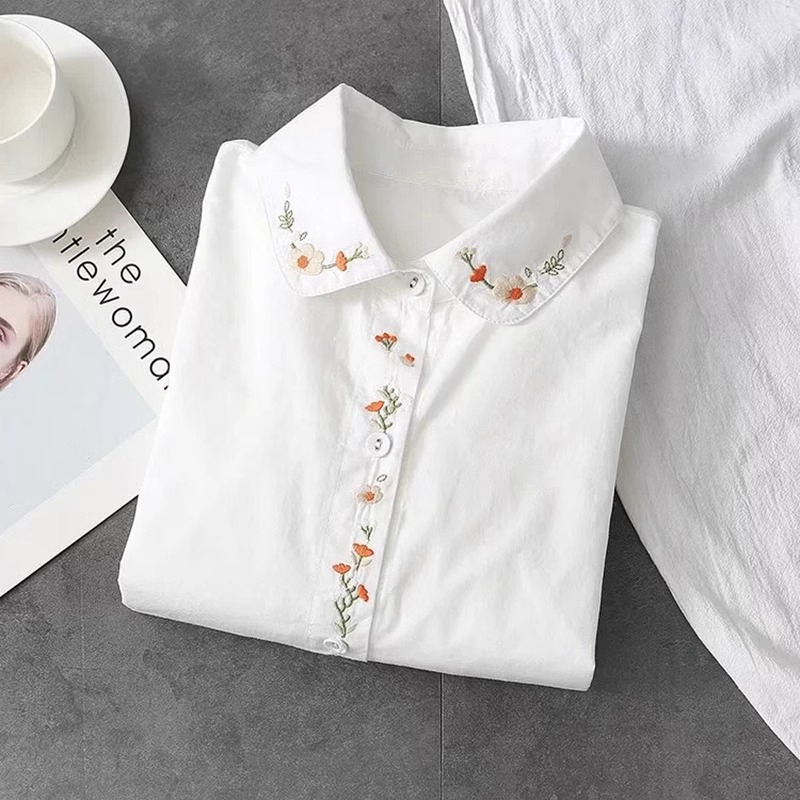 Kemeja Putih Katun Murni Baru  - Embroidery Online ulasan dan harga
