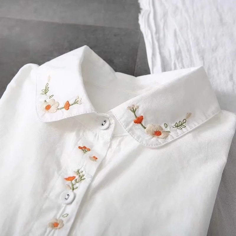 Kemeja Putih Katun Murni Baru  - Embroidery Online ulasan dan harga