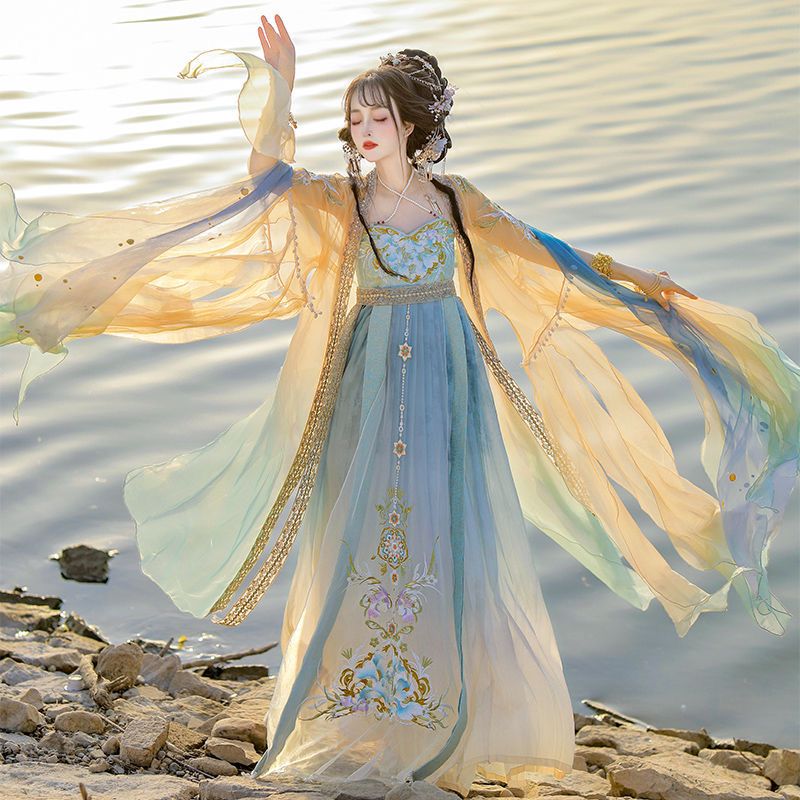 Gaun Hanfu Cina Wanita Bordir  - Embroidery Yellow Dress ulasan dan harga