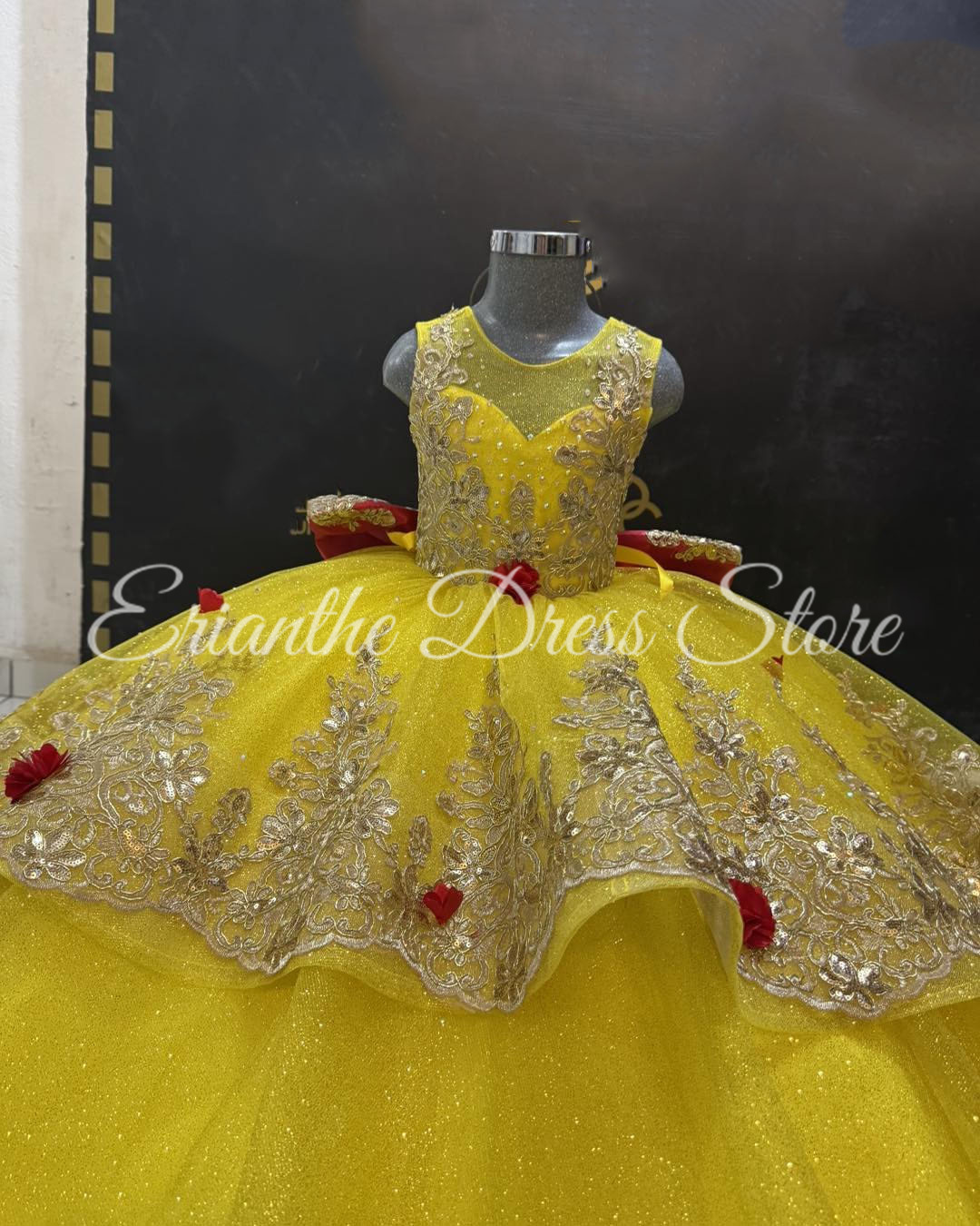 Gaun Gadis Bunga Kuning untuk  - Embroidery Yellow Dress ulasan dan harga